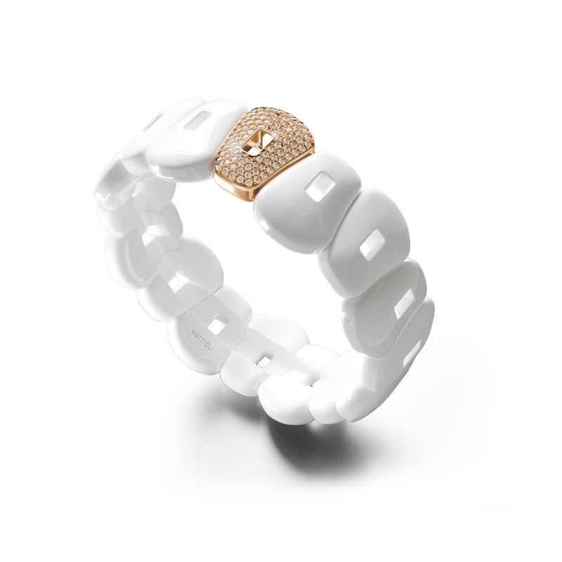 Mattioli Puzzle Bracelet White Ceramic white diamonds - Webshop