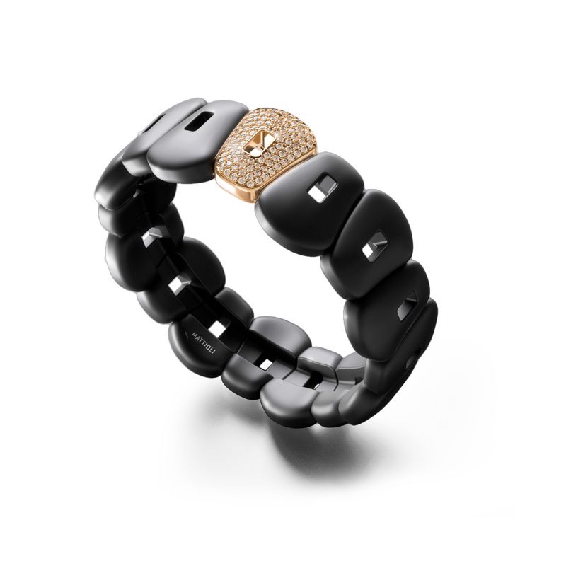 Mattioli Puzzle Bracelet Black Ceramic brown diamonds - Webshop